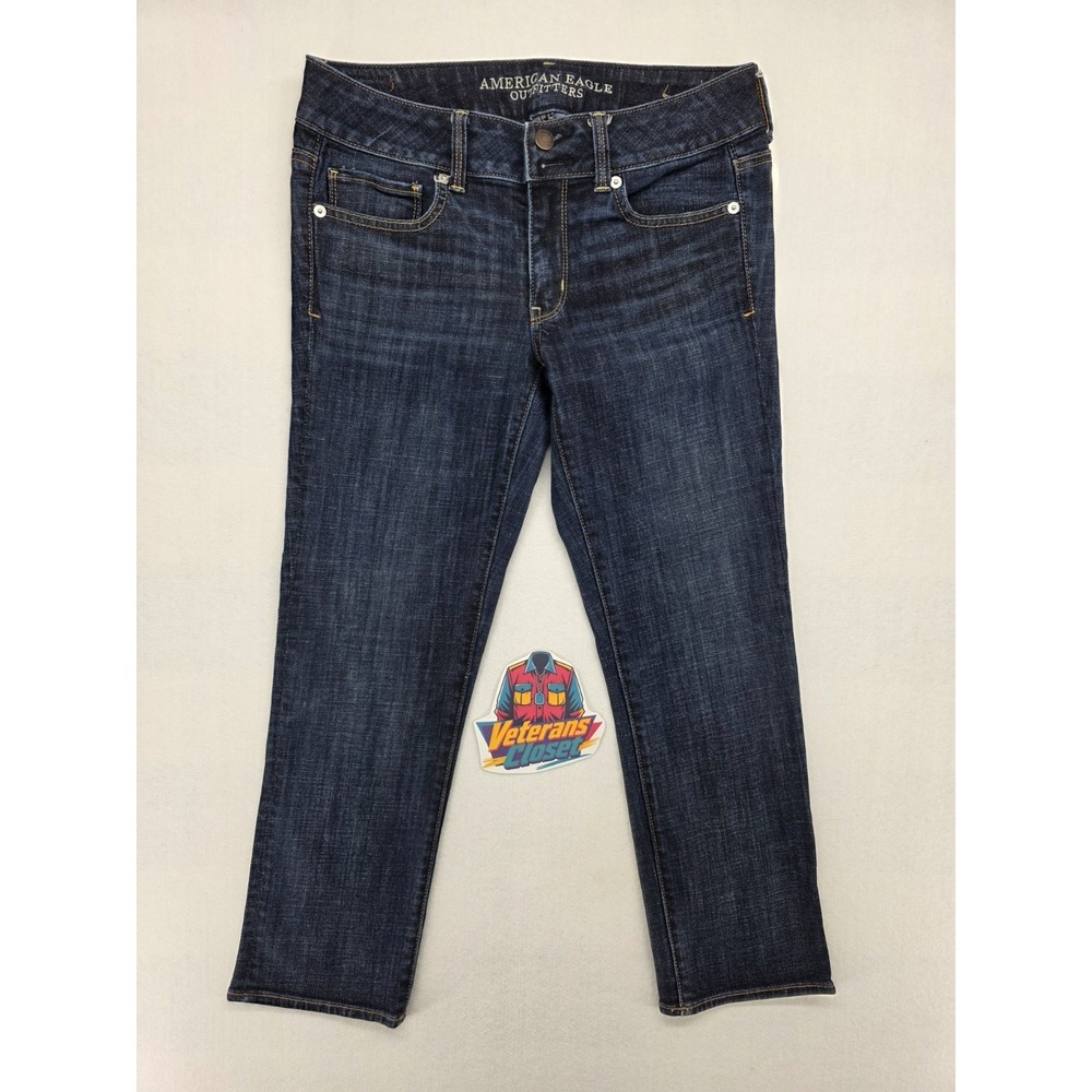 American Eagle Artist Crop Jeans Womens 6 Blue Dark Wash Stretch Low Rise 29x26